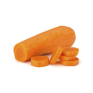 Fresh peeled carrot next to sliced carrots